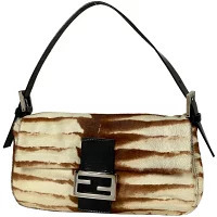 Fendi Zucca Mamma Bucket Animal Handbag Hobo Bag Calfskin Brown